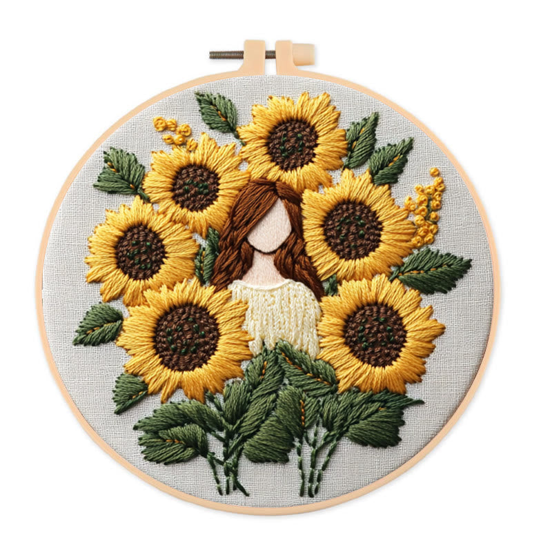 Rubbyoo Embroidery Kit - Sunflower Girl  | Handmade Craft Gift - 20*20cm - image 0