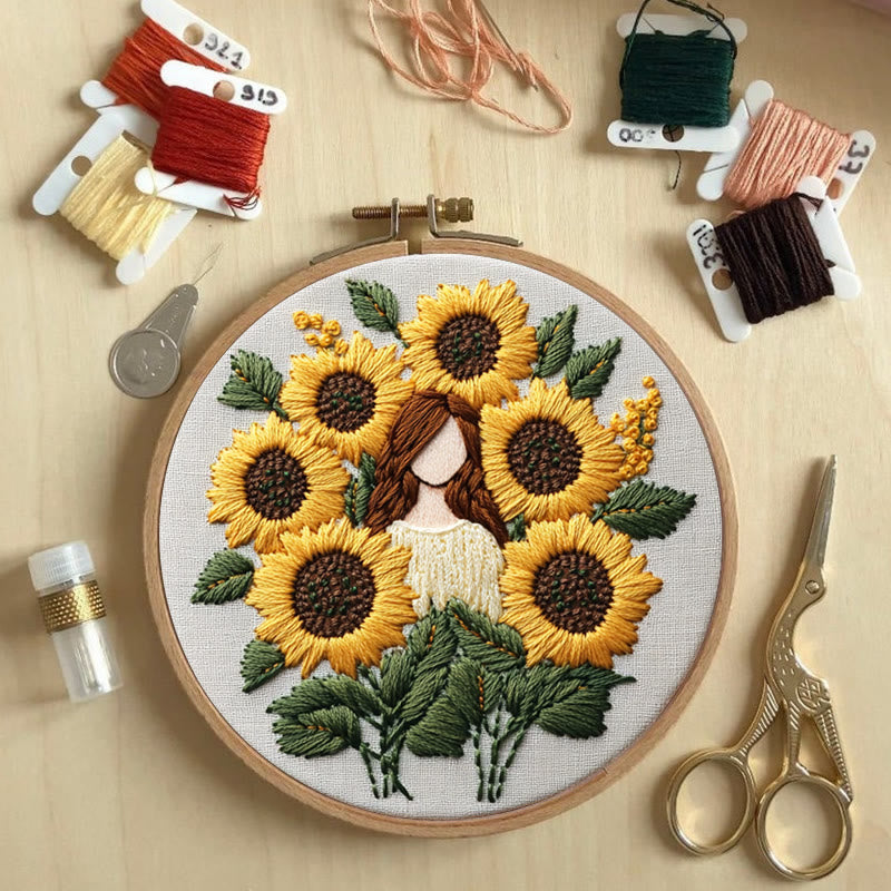 Rubbyoo Embroidery Kit - Sunflower Girl  | Handmade Craft Gift - image 5