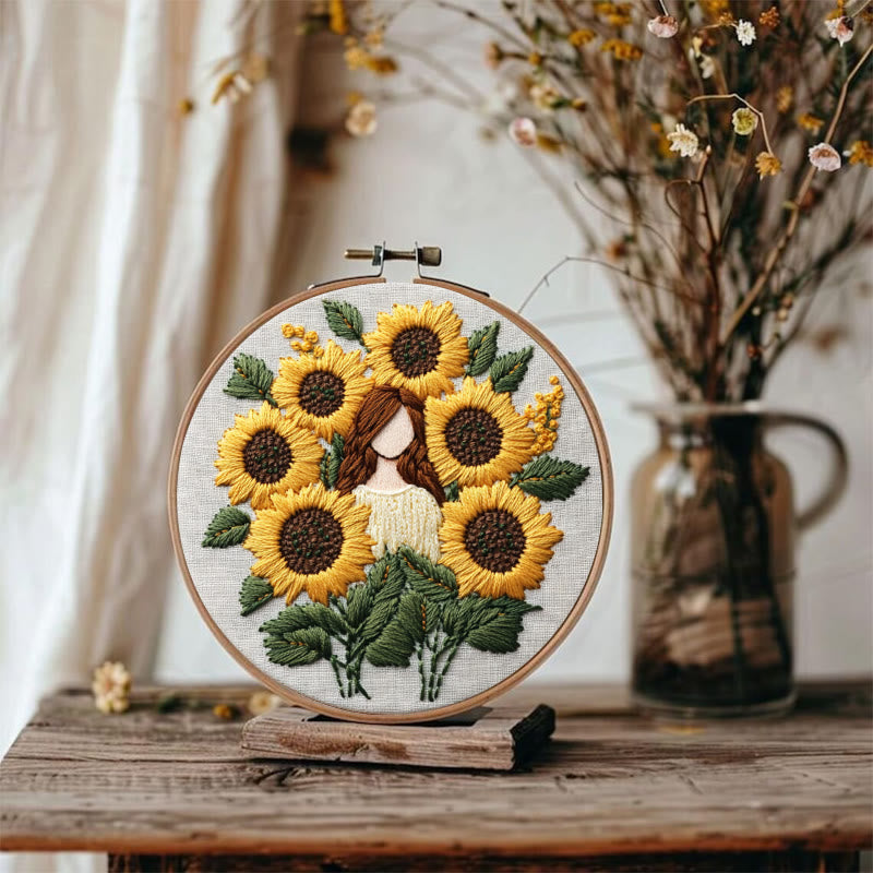 Rubbyoo Embroidery Kit - Sunflower Girl  | Handmade Craft Gift - image 3