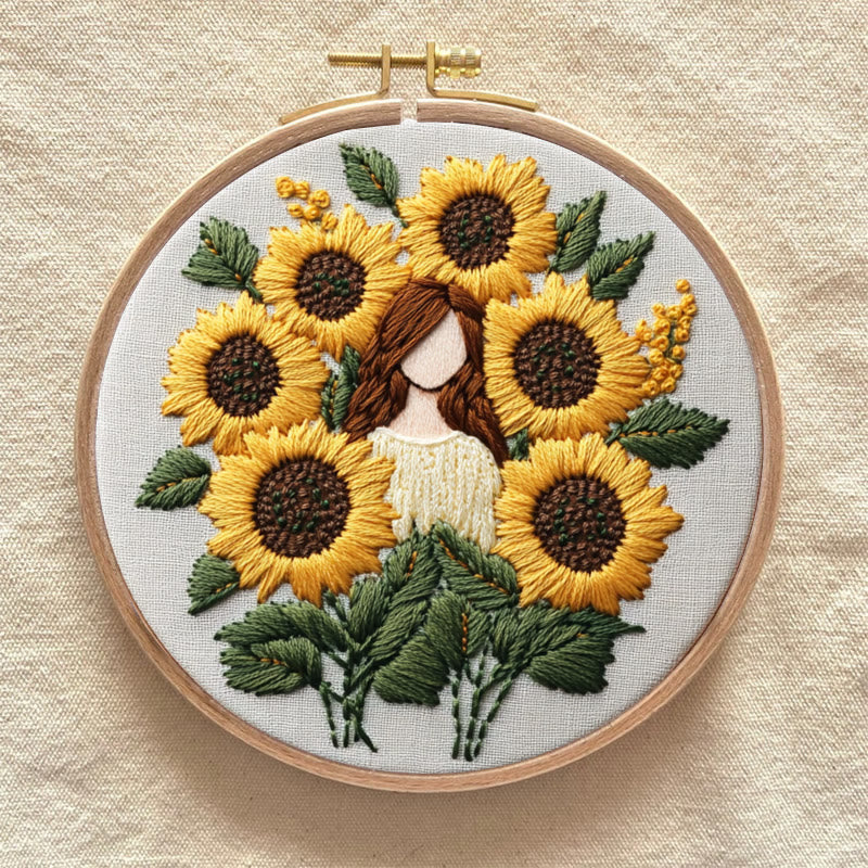 Rubbyoo Embroidery Kit - Sunflower Girl  | Handmade Craft Gift - image 8