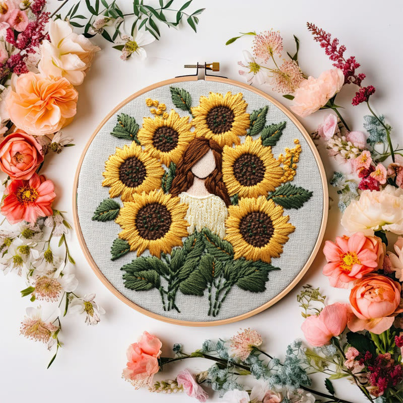 Rubbyoo Embroidery Kit - Sunflower Girl  | Handmade Craft Gift - image 4