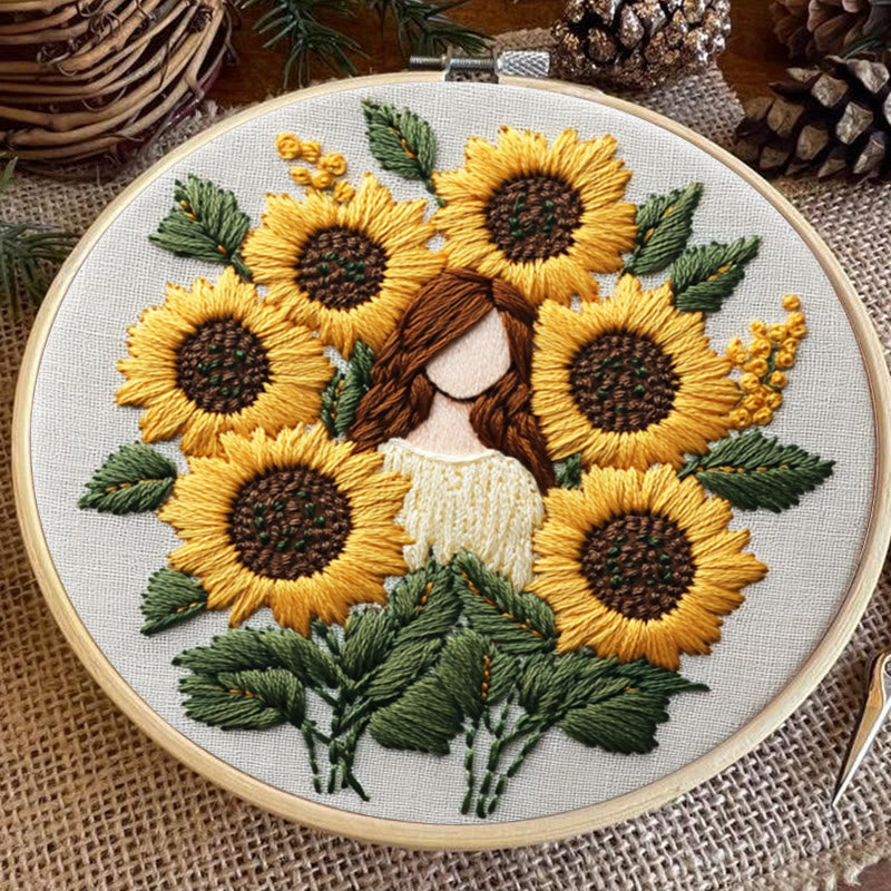 Rubbyoo Embroidery Kit - Sunflower Girl  | Handmade Craft Gift - image 2