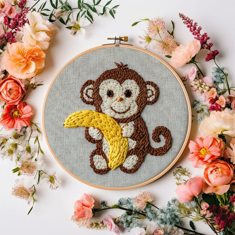 Rubbyoo Embroidery Kit - Happy Monkey | Animal | Beginner Friendly - image 1