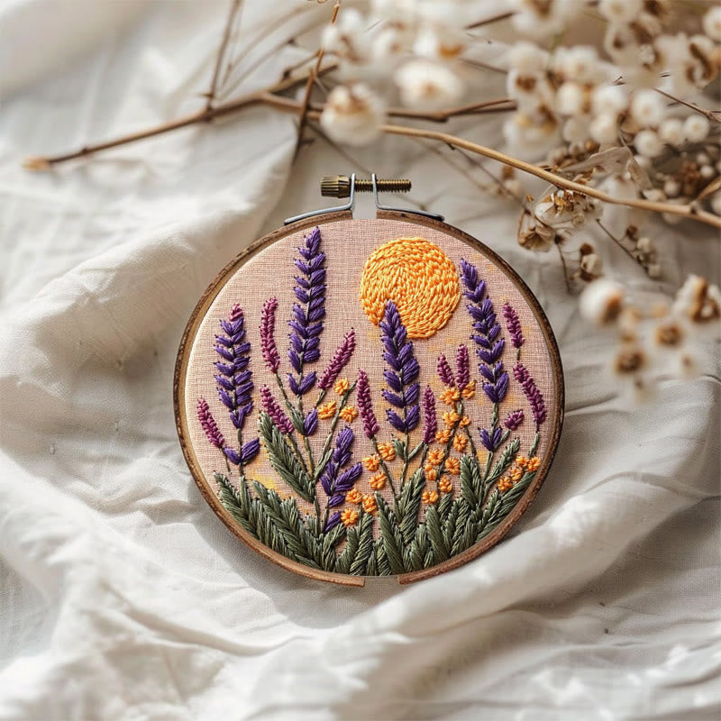 Rubbyoo Embroidery Kit - Lavender | Flowers Embroidery | Beginner Needlework Craft - image 1