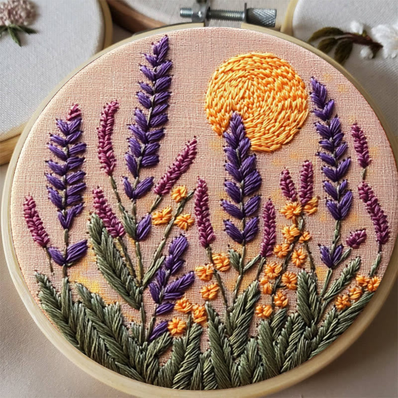 Rubbyoo Embroidery Kit - Lavender | Flowers Embroidery | Beginner Needlework Craft - image 2