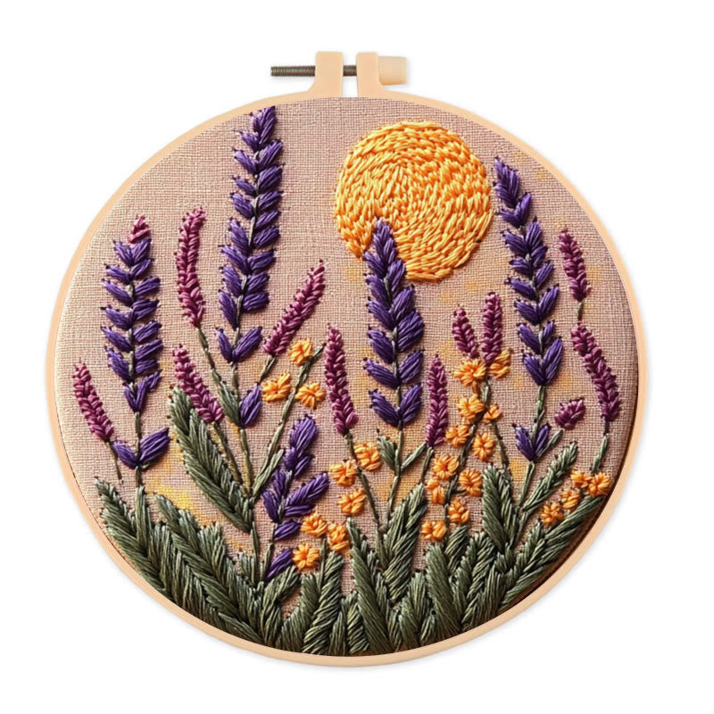 Rubbyoo Embroidery Kit - Lavender | Flowers Embroidery | Beginner Needlework Craft - 20*20cm - image 0