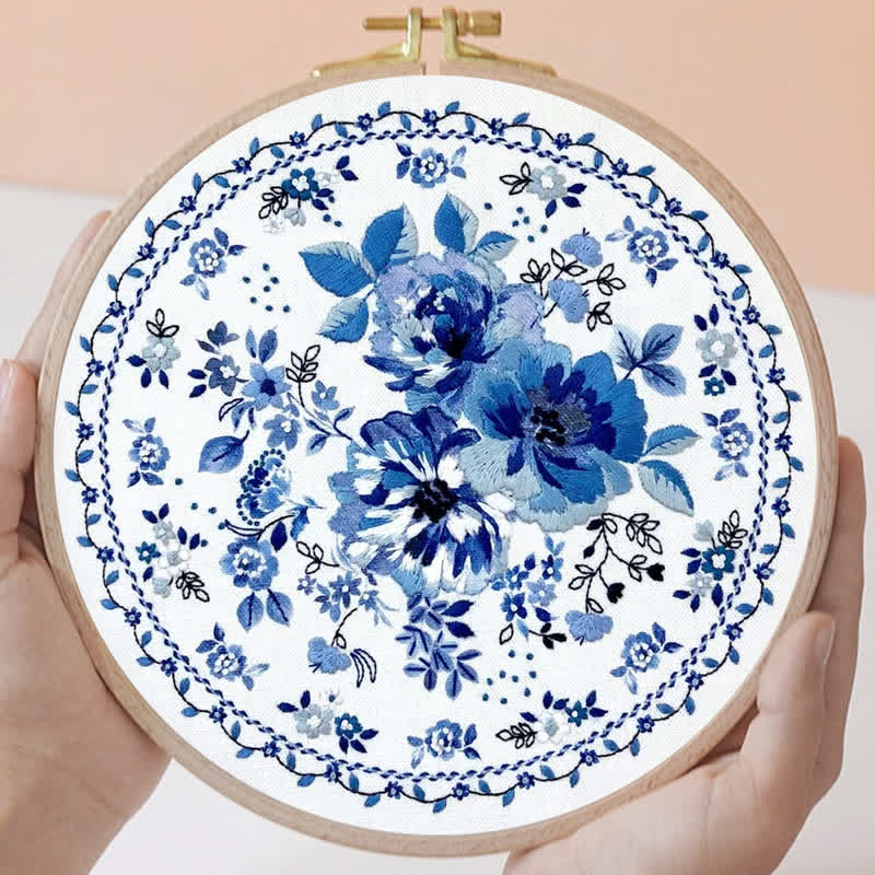 Rubbyoo Embroidery Kit - Blue Floral | New home gifts - image 4