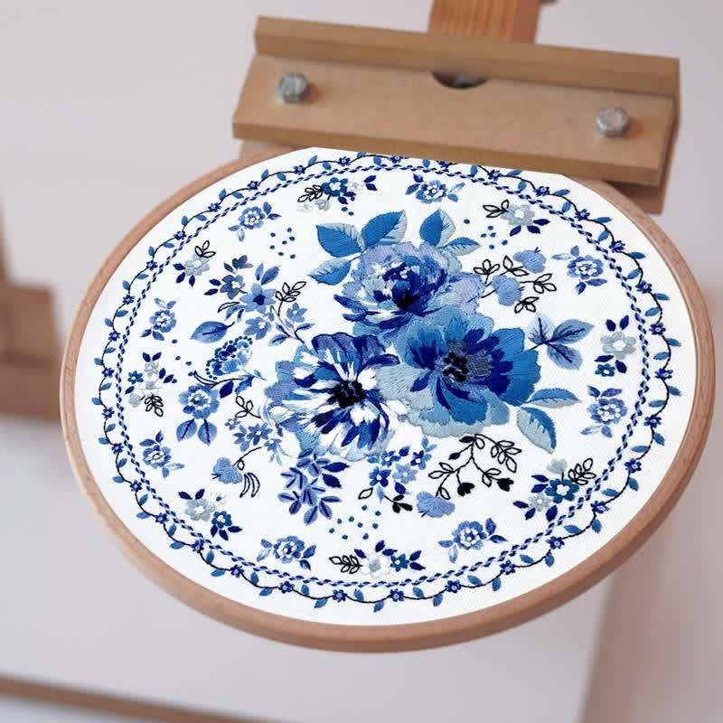 Rubbyoo Embroidery Kit - Blue Floral | New home gifts - image 2