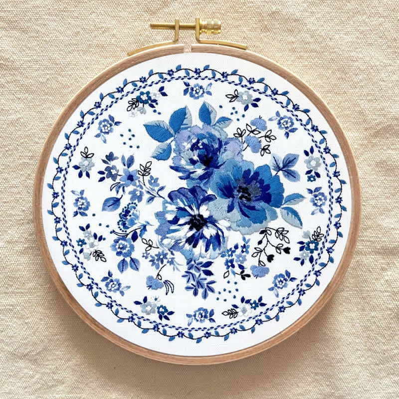 Rubbyoo Embroidery Kit - Blue Floral | New home gifts - image 7