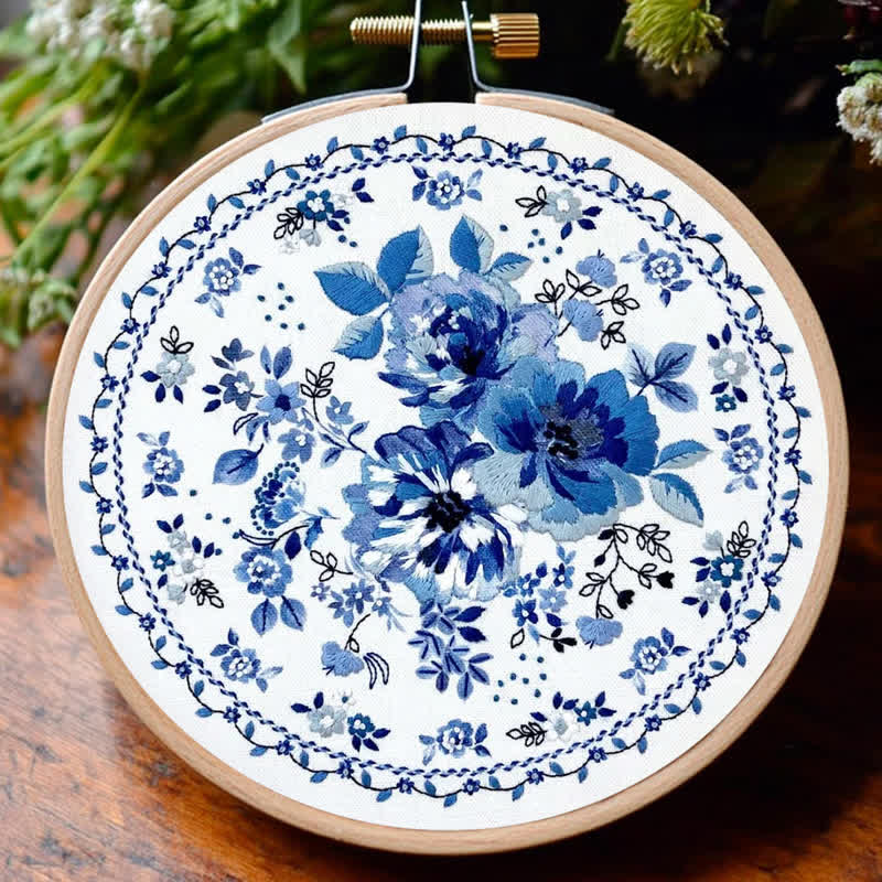 Rubbyoo Embroidery Kit - Blue Floral | New home gifts - image 5