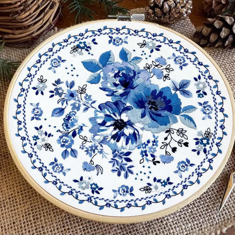 Rubbyoo Embroidery Kit - Blue Floral | New home gifts - image 6