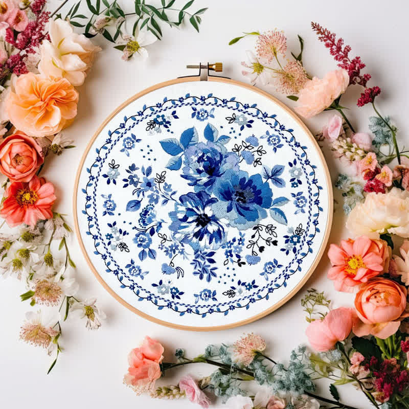 Rubbyoo Embroidery Kit - Blue Floral | New home gifts - image 8