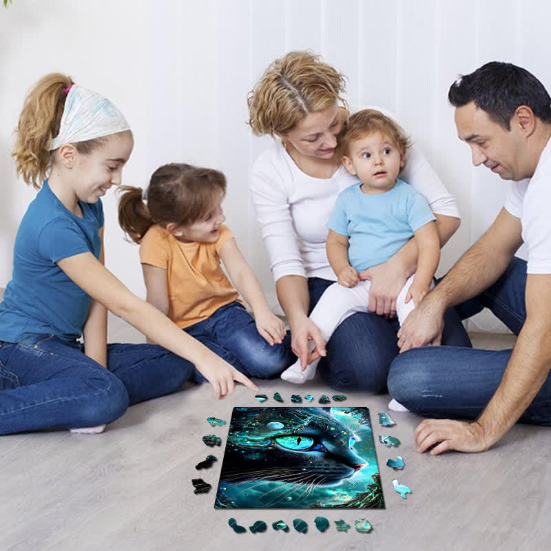 Mysterious Galaxy Cat - Wooden Jigsaw Puzzle - image 6