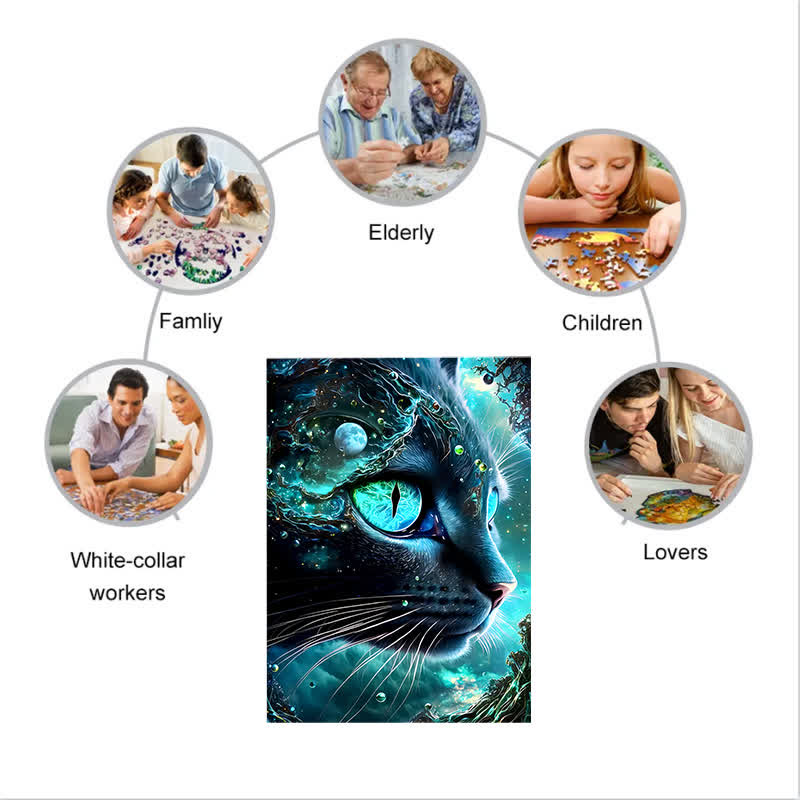 Mysterious Galaxy Cat - Wooden Jigsaw Puzzle - image 2