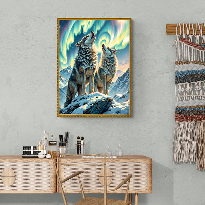 Wolves In The Northern Lights - Wooden Jigsaw Puzzle - image 4