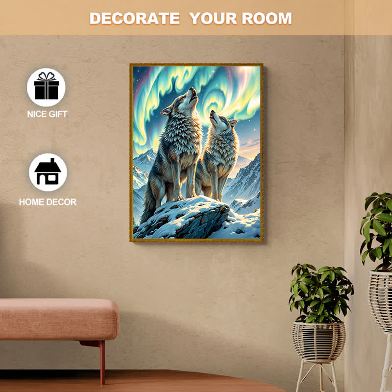 Wolves In The Northern Lights - Wooden Jigsaw Puzzle - image 2