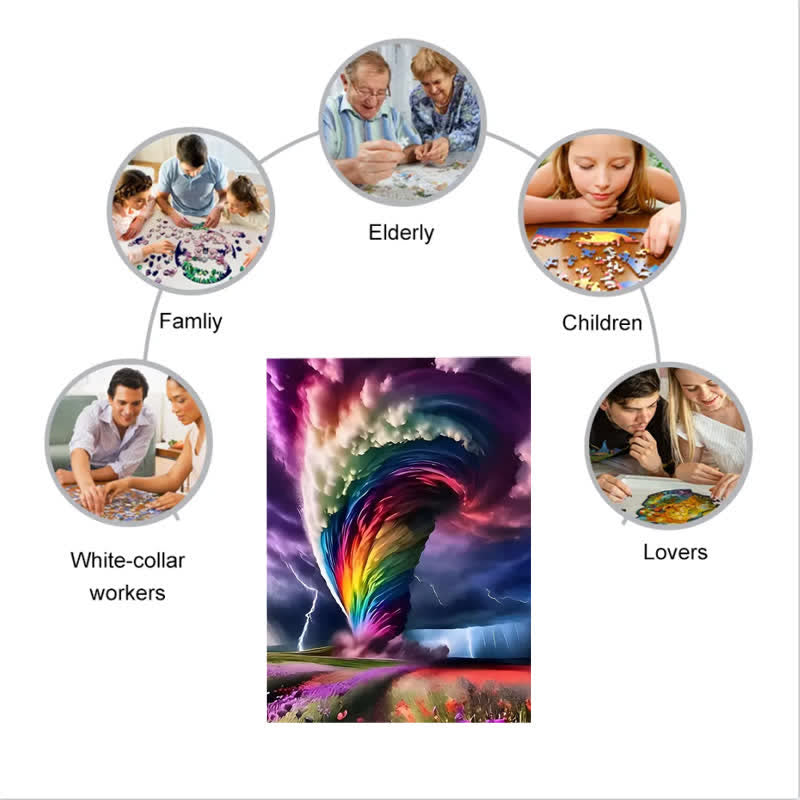 Colourful Rainbow Tornado - Wooden Jigsaw Puzzle - image 1