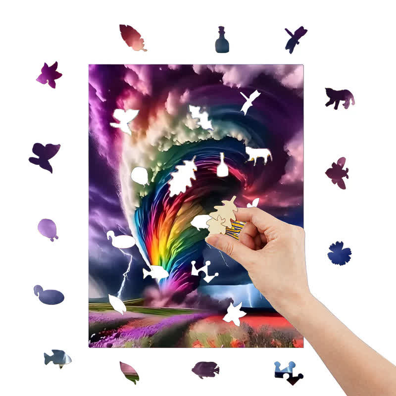 Colourful Rainbow Tornado - Wooden Jigsaw Puzzle - image 2