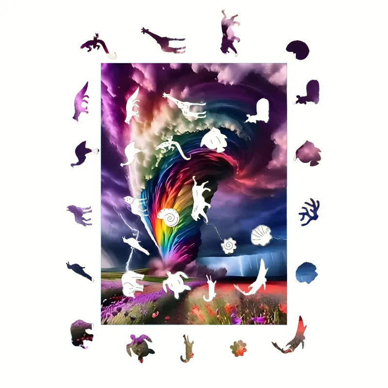 Colourful Rainbow Tornado - Wooden Jigsaw Puzzle - image 4