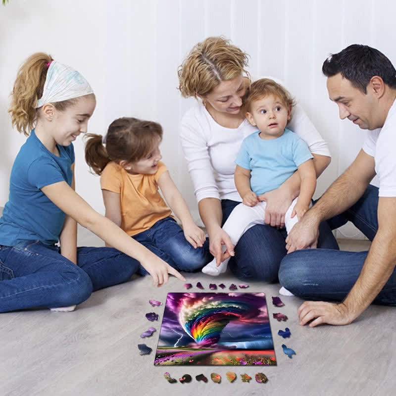 Colourful Rainbow Tornado - Wooden Jigsaw Puzzle - image 6