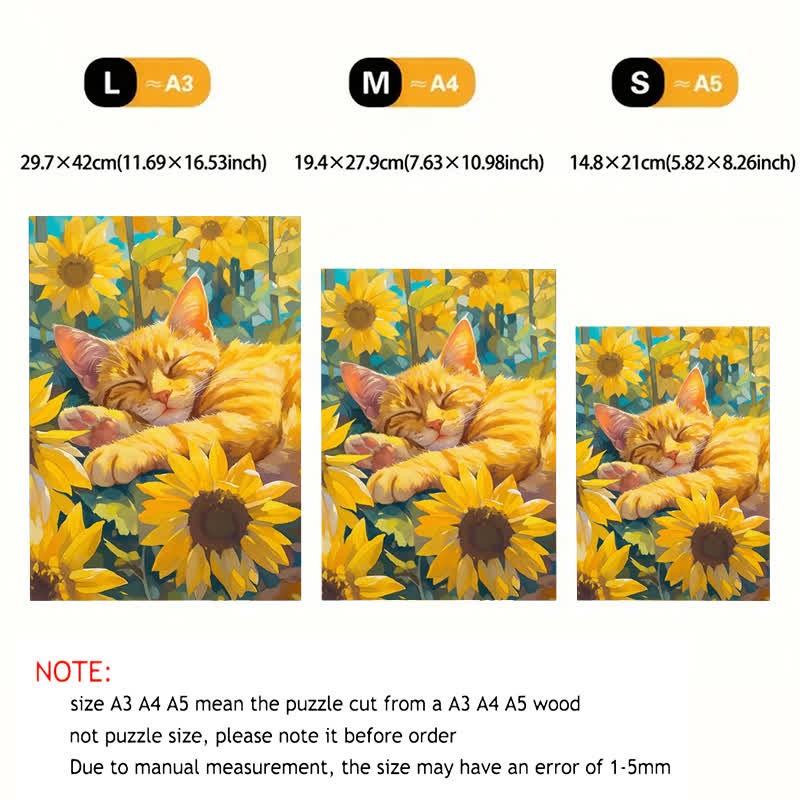 Brown Tabby Cat In Sunflower Field - Wooden Jigsaw Puzzle - image 6