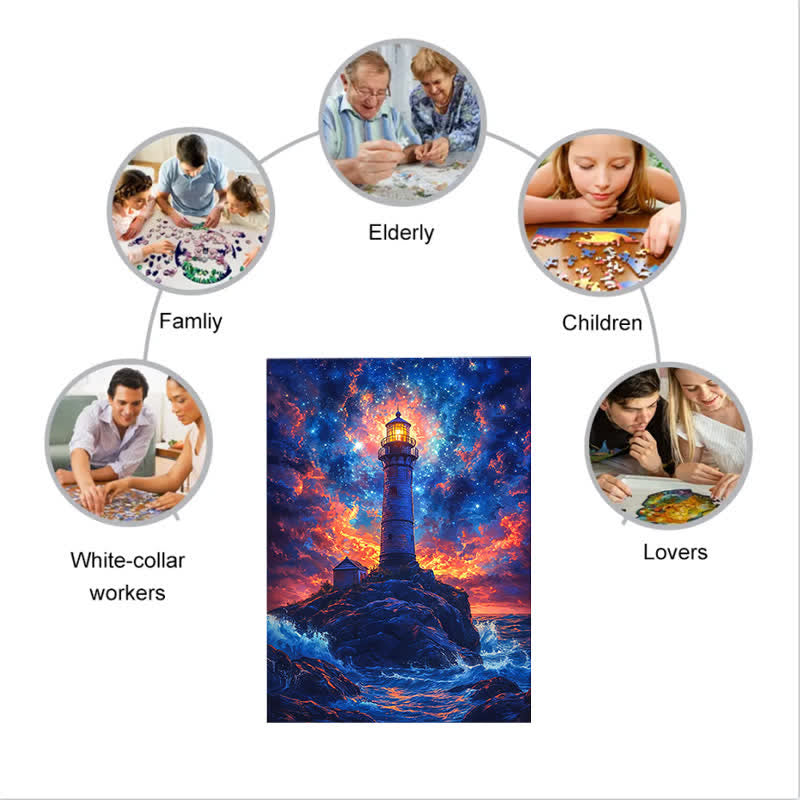 Lighthouse Under The Stars - Wooden Jigsaw Puzzle - image 1