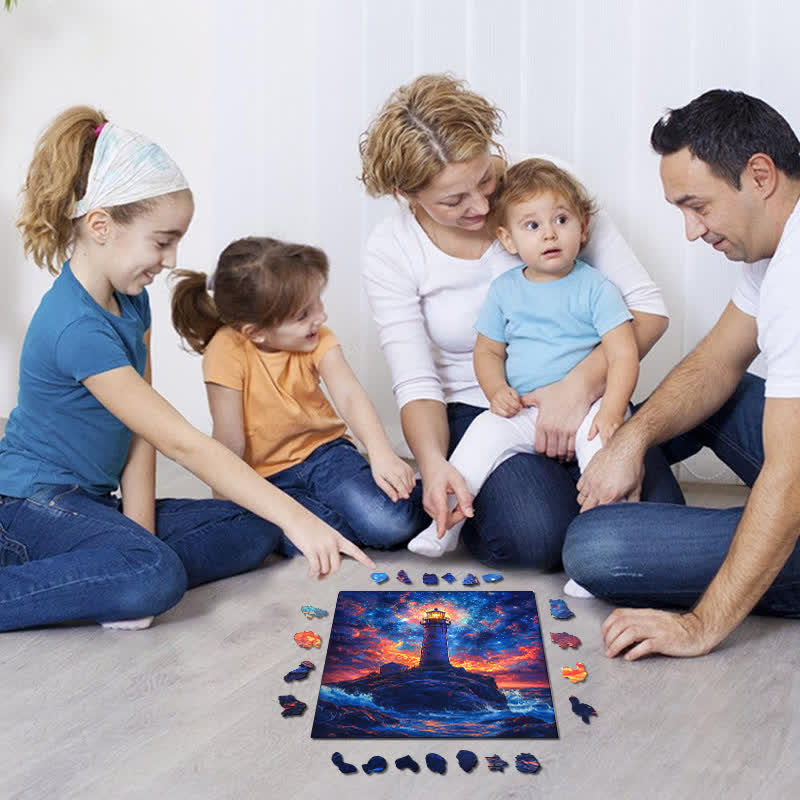 Lighthouse Under The Stars - Wooden Jigsaw Puzzle - image 6
