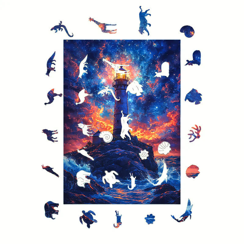 Lighthouse Under The Stars - Wooden Jigsaw Puzzle - image 3