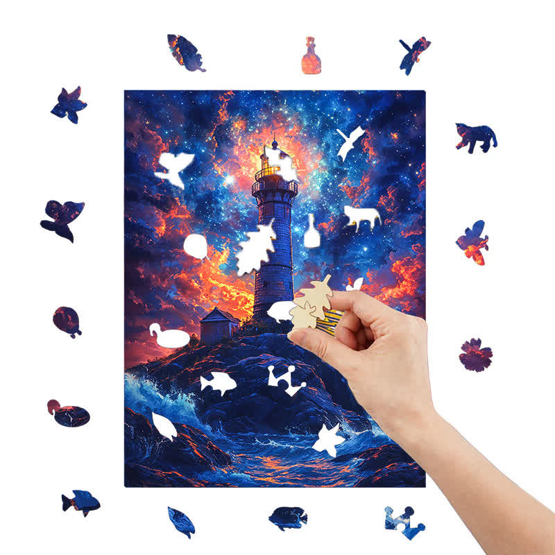 Lighthouse Under The Stars - Wooden Jigsaw Puzzle - image 7