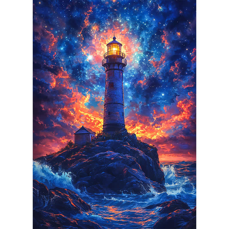 Lighthouse Under The Stars - Wooden Jigsaw Puzzle - A3 - Wooden Gift Packaging - image 0