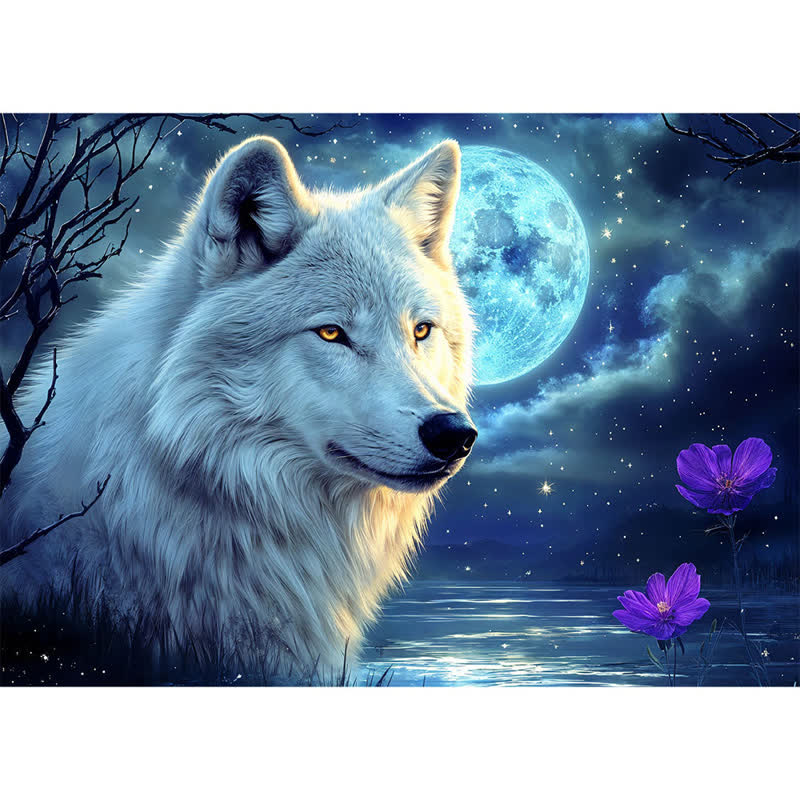 Lone Wolf in the Moonlight - Wooden Jigsaw Puzzle - A3 - Wooden Gift Packaging - image 0
