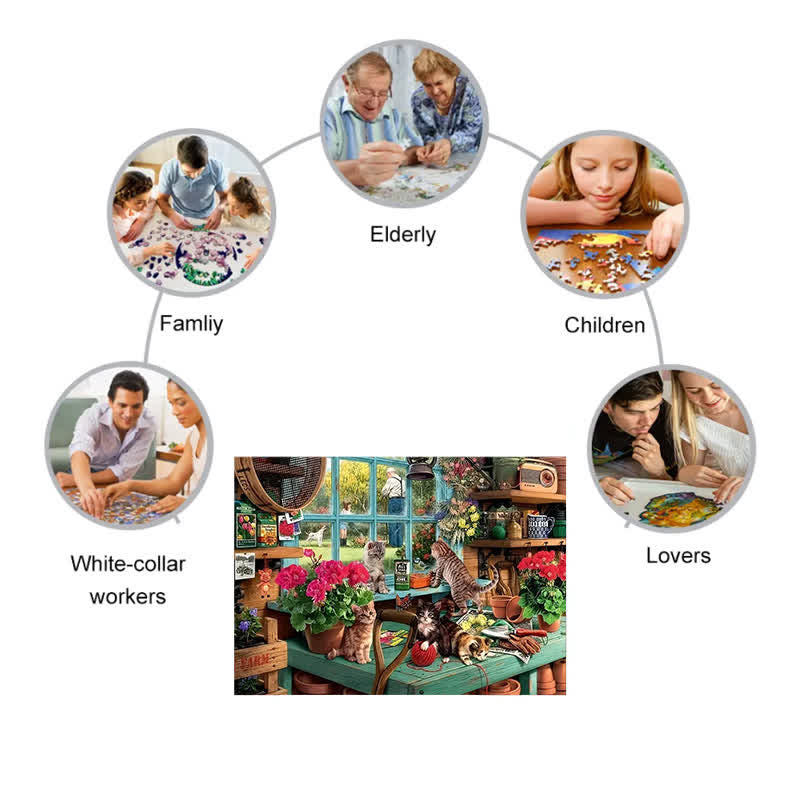 Cat And Gardening - Wooden Jigsaw Puzzle - image 2