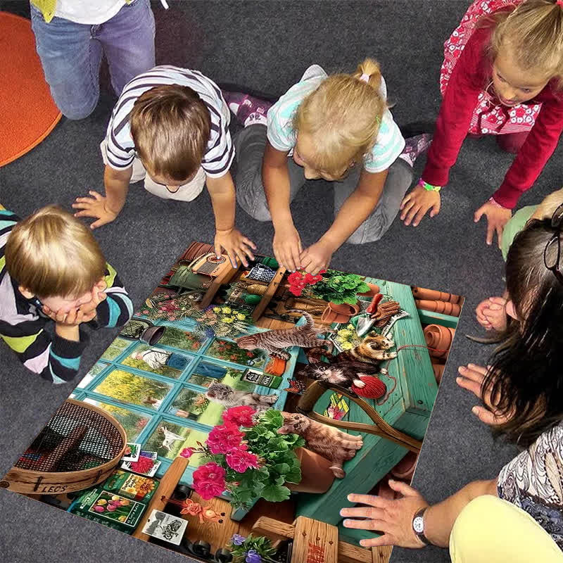 Cat And Gardening - Wooden Jigsaw Puzzle - image 1