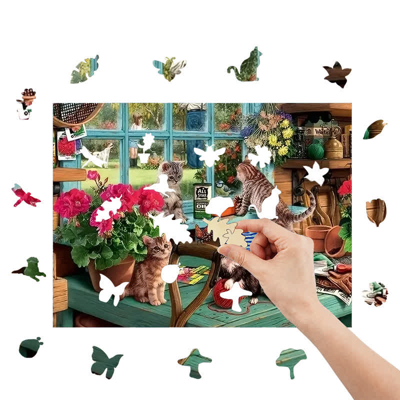 Cat And Gardening - Wooden Jigsaw Puzzle - image 7