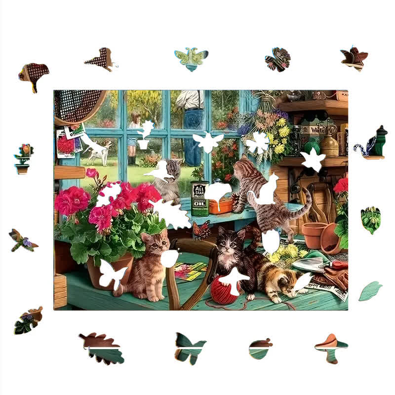 Cat And Gardening - Wooden Jigsaw Puzzle - image 5