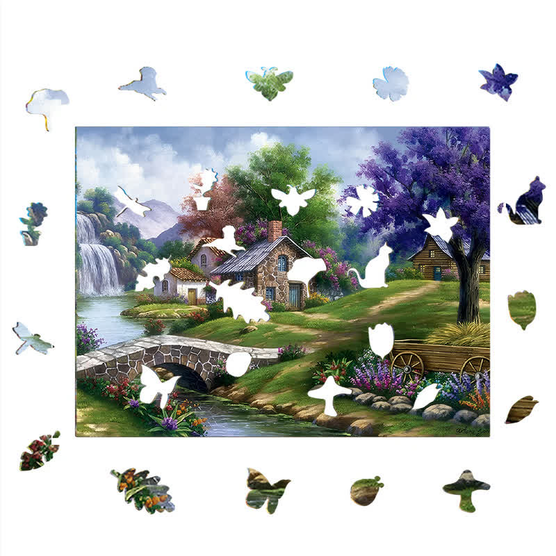 Landscape With A Waterfall - Wooden Jigsaw Puzzle - image 2