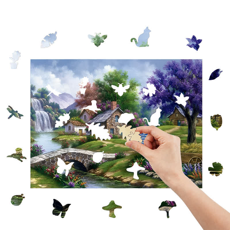 Landscape With A Waterfall - Wooden Jigsaw Puzzle - image 6