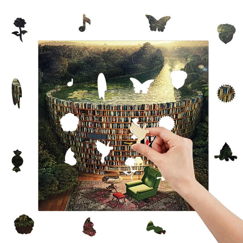 Library Bookcase Book - Wooden Jigsaw Puzzle - image 7