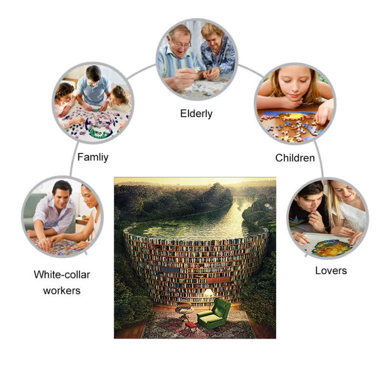 Library Bookcase Book - Wooden Jigsaw Puzzle - image 2