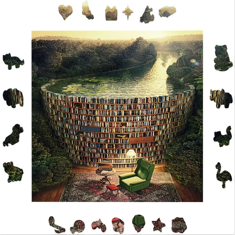 Library Bookcase Book - Wooden Jigsaw Puzzle - image 8