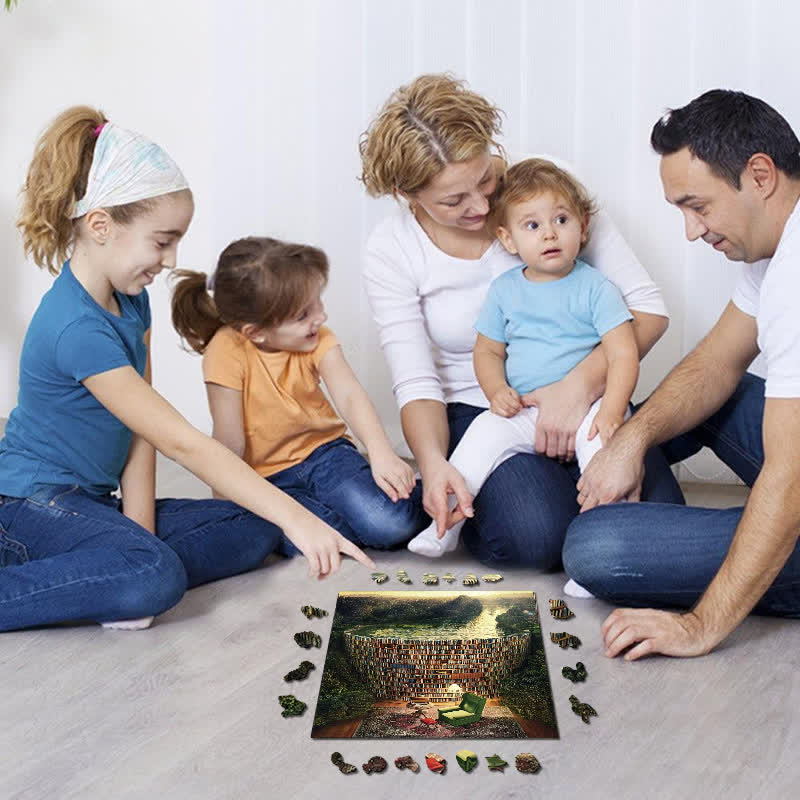 Library Bookcase Book - Wooden Jigsaw Puzzle - image 1