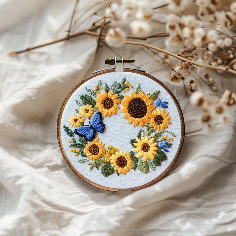 Rubbyoo Embroidery Kit - Sunflowers Wreath And Butterfly | Needlework Gifts - image 3