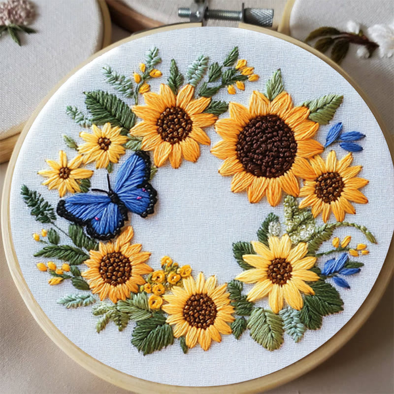 Rubbyoo Embroidery Kit - Sunflowers Wreath And Butterfly | Needlework Gifts - image 6
