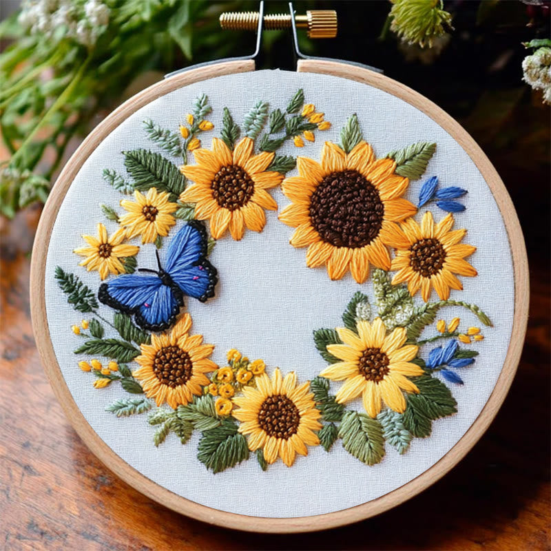 Rubbyoo Embroidery Kit - Sunflowers Wreath And Butterfly | Needlework Gifts - image 7