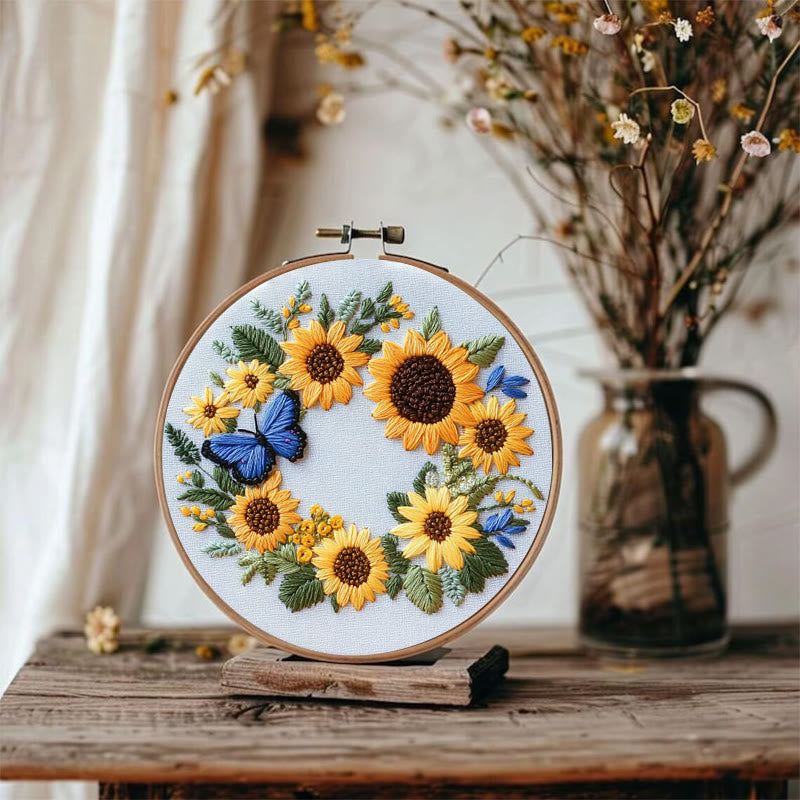 Rubbyoo Embroidery Kit - Sunflowers Wreath And Butterfly | Needlework Gifts - image 5