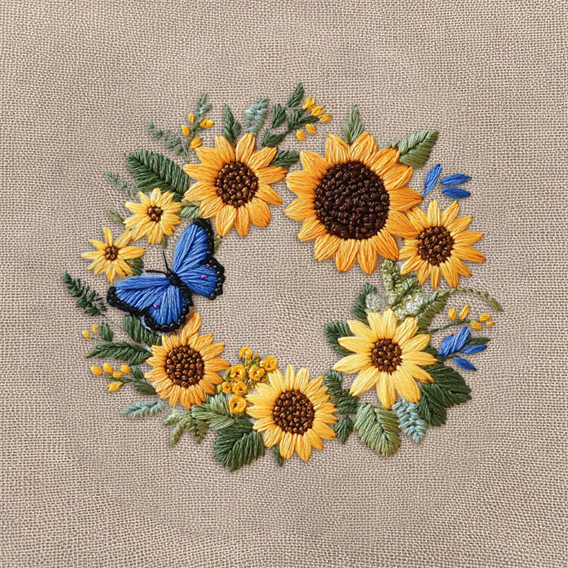 Rubbyoo Embroidery Kit - Sunflowers Wreath And Butterfly | Needlework Gifts - image 9