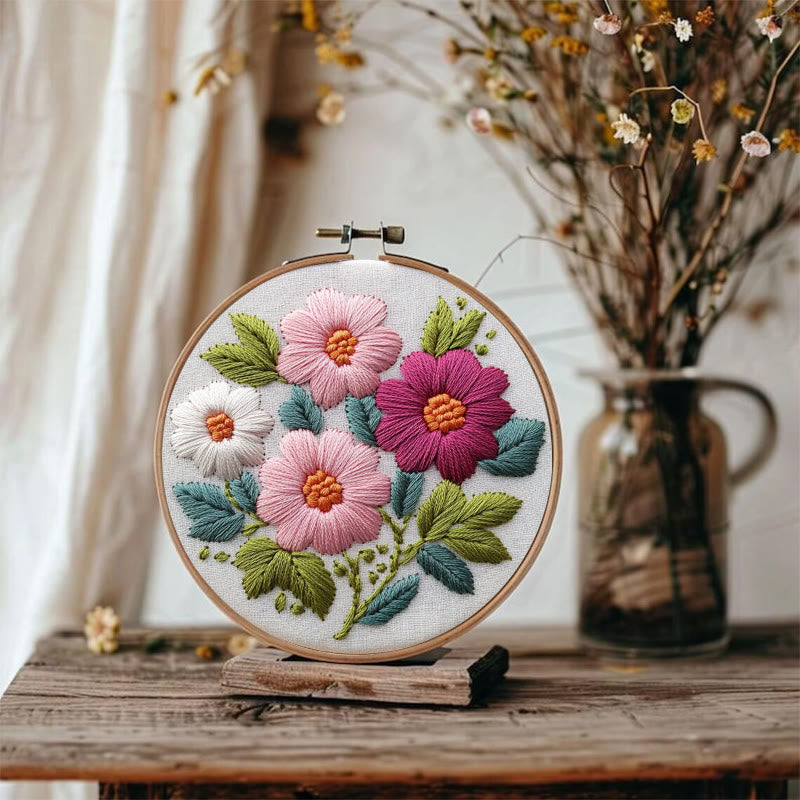 Rubbyoo Embroidery Kit - Colourful Flowers | Needlework Craft Kits - image 2