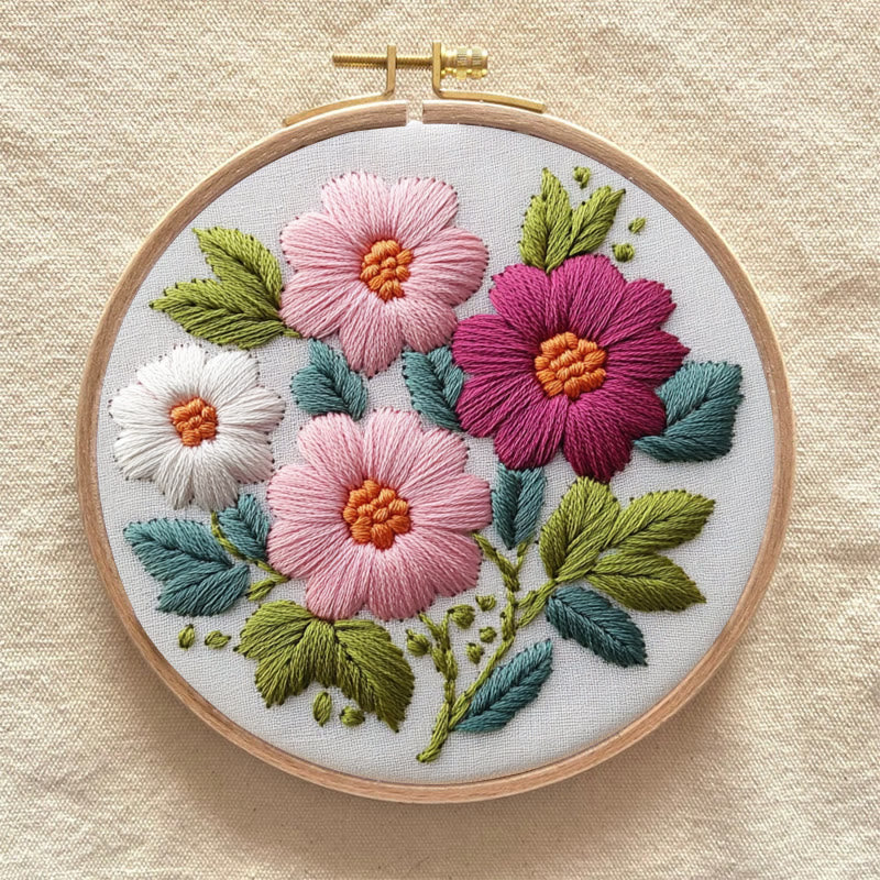 Rubbyoo Embroidery Kit - Colourful Flowers | Needlework Craft Kits - image 9