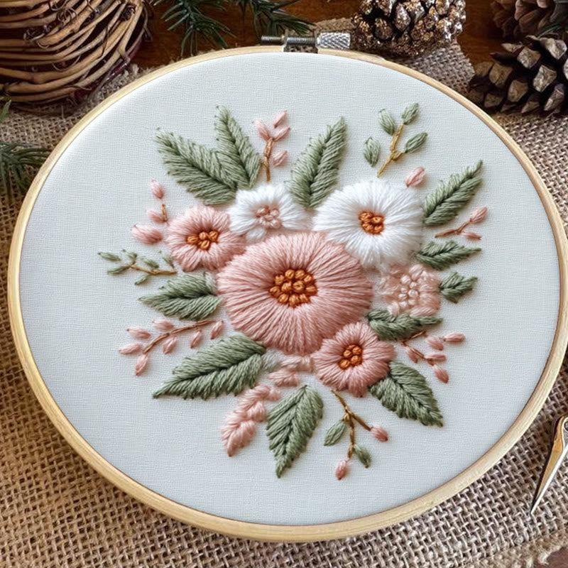 Rubbyoo Embroidery Kit - Pink And White Flower |  Diy Handmade Gifts - image 8