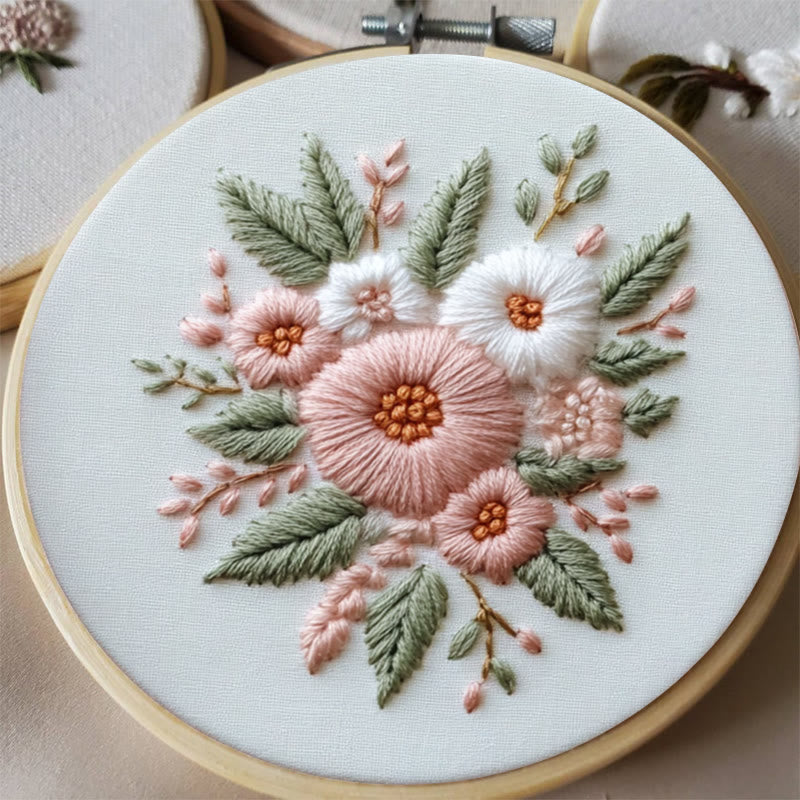 Rubbyoo Embroidery Kit - Pink And White Flower |  Diy Handmade Gifts - image 5
